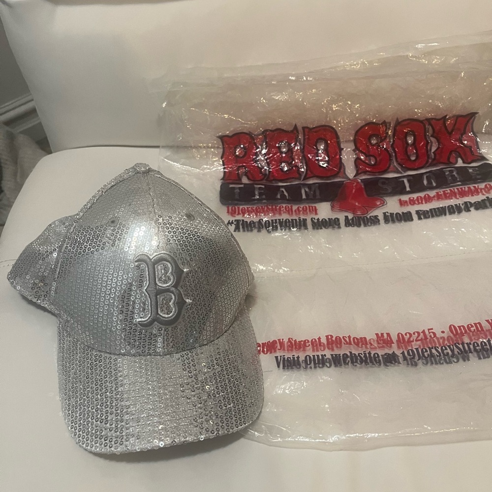 Silver Sequin Boston Red Sox Cap